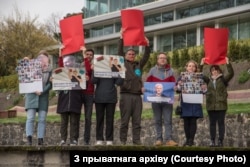 Вольга Класкоўская ў Швайцарыі. Акцыя ў падтрымку палітвязьняў.