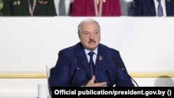 Аляксандар Лукшэнка падчас выступу на VII Усебеларускім народным сходзе, 25 красавіка 2024 году 