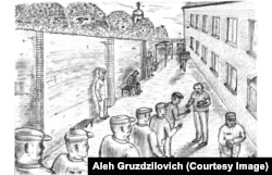 Візыт фэльчара ў карантын. Рысунак Алега Грузьдзіловіча