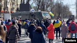 Праўкраінская акцыя пратэсту ў захопленым расейскімі войскамі Херсоне