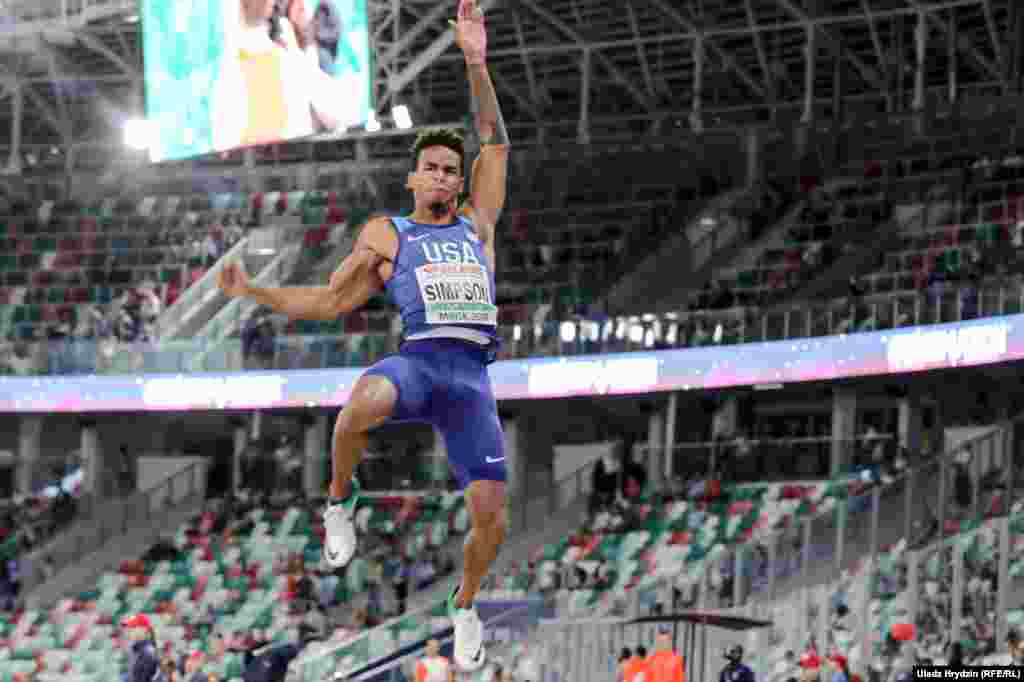 Пераможца ў скачках ў даўжыню амэрыканец Дамаркус Сымпсан