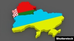 Ukraine -- Belarus Ukraine map flag, Kyiv, 29Jule2015